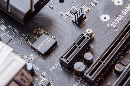 电脑主板。特写